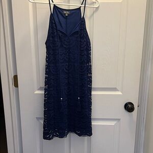 Lily Rose Navy Lace Mini Dress with Tassel Ties